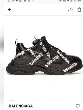 Balenciaga Triple S Sneaker Allover Logo  Black Sz 40 Women US 10 Men Us 7